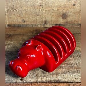 Vintage Italian Red Ceramic Hippo Toast Letter Holder Rack Bellini